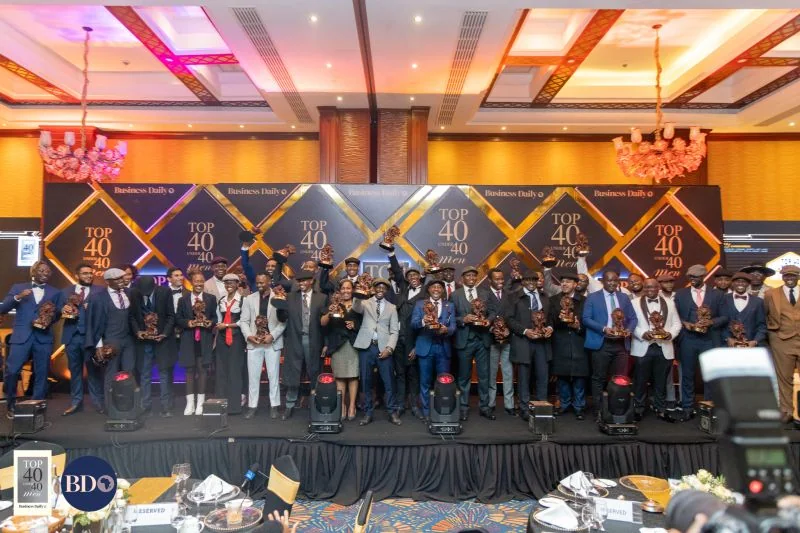 The Business Daily Top 40 Under 40 Men class of 2025 on stage