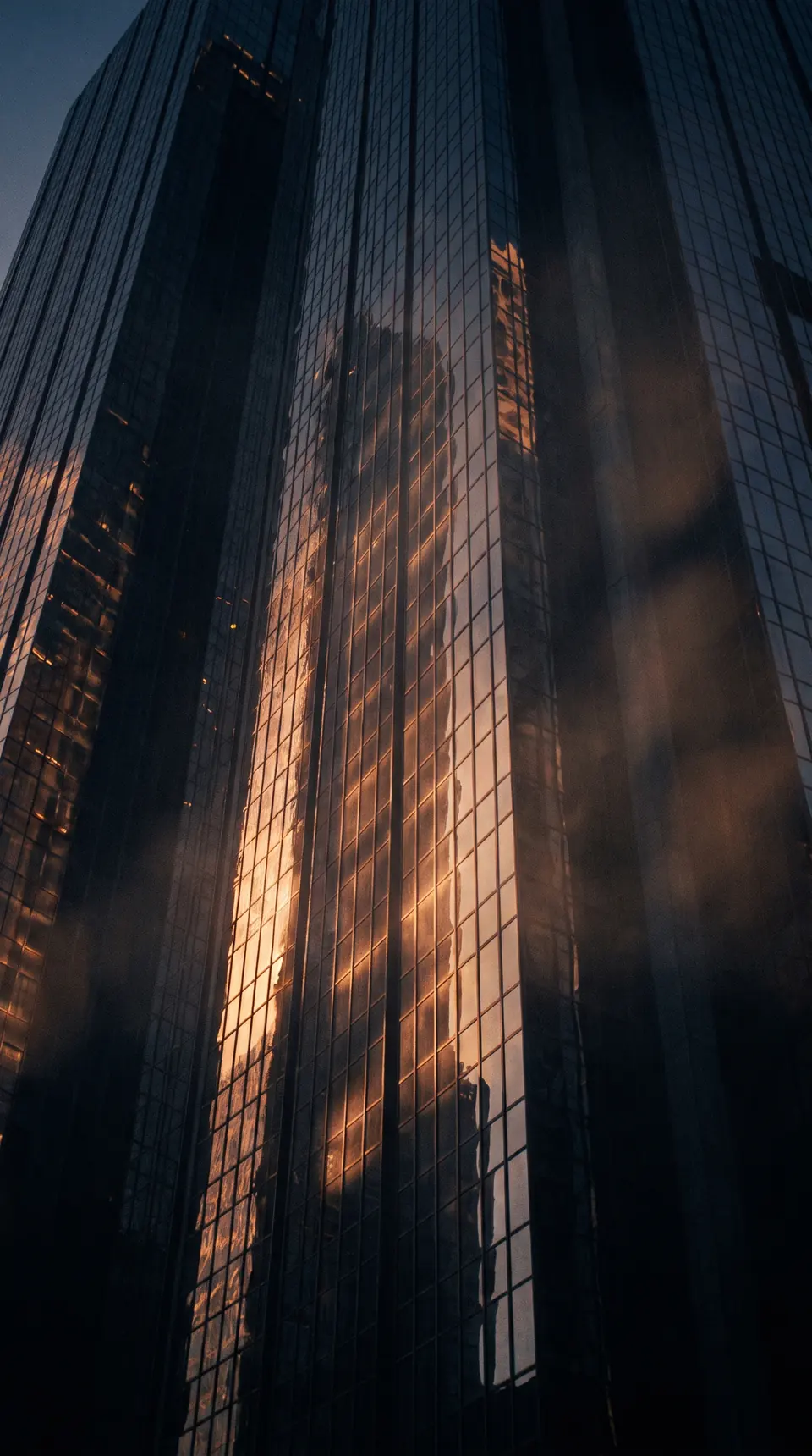 Glass tower at dusk
